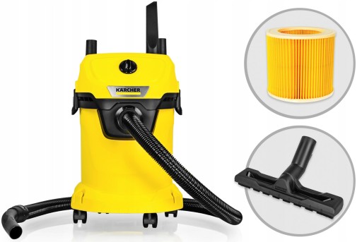 ODKURZACZ WD3 KARCHER BEZWORKOWY 5 SSAWEK TURBOSZCZOTKA 10 WORKÓW FILTR XXL