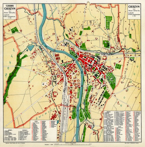 Старая карта Цешина и Заолзье 1928 года. 90х90м