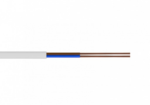Многожильный кабель H03VVH2-F плоский OMYp2x1мм БЕЛЫЙ -1м