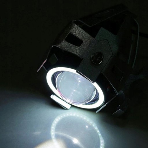 2x HALOGENY MOTOCYKLOWE LAMPY ODBLASKOWE PIERŚCIEŃ LED