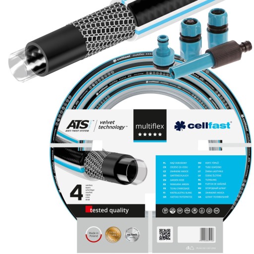 CELLFAST WĄŻ OGRODOWY MULTIFLEX 25BAR 1/2 50M +ZŁĄ