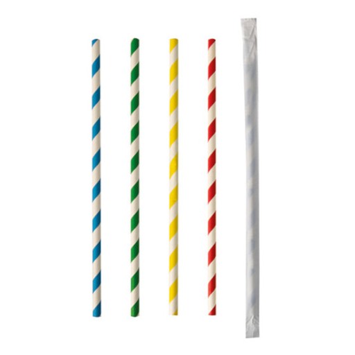 Słomka papierowa pojedynczo pakowana 20 cm 100 szt