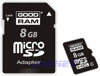 8 GB GOODRAM karta micro SDHC 8GB microSD +ad SD