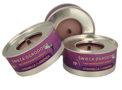 ŚWIECA ANTYKOMAROWA ZAPACH CITRONELLA/LAWENDA 3szt