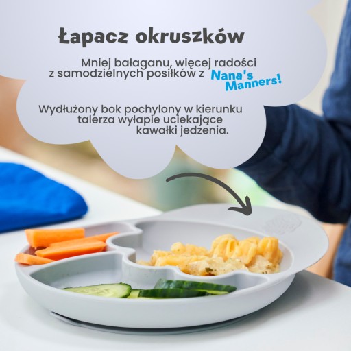 Nana's Manners Силиконовая тарелка на присоске СЕРЫЙ