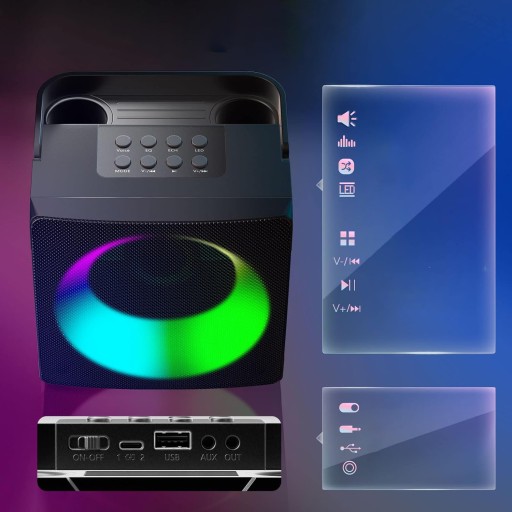 КАРАОКЕ-МАШИНА BLUETOOTH 5.0 С ДИНАМИКОМ И 2 МИКРОФОНАМИ