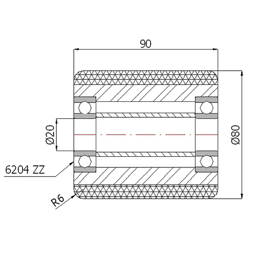 ROLKA DO WÓZKA PALETOWEGO 80x90mm alum.-poliuretan