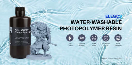 Смываемая водой смола ELEGOO для 3D УФ-принтеров Керамический серый 1 кг 1 л
