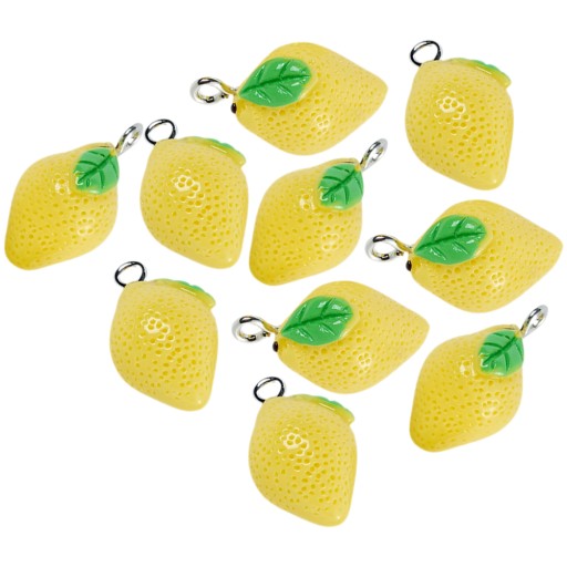 CYTRYNOWE ŻÓŁTE KOLCZYKI CHARMS 10 SZT
