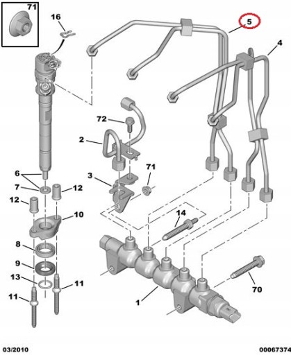 ТОПЛИВОПРОВОД PEUGEOT 307 308 3008 1.6 3-4 CYL OE
