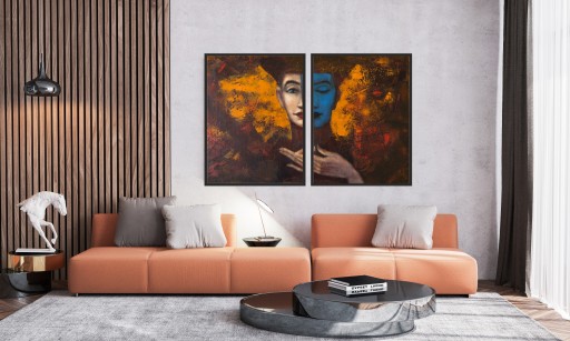 obraz plakat dyptyk 50x70 kobieta portret art deco