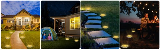 8 шт. СОЛНЕЧНЫЕ САДОВЫЕ ФОНАРИ СВЕТЯЩИЙСЯ ДИСК 12LED Теплый Белый