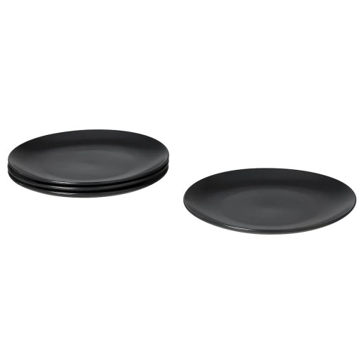 IKEA FARGKLAR Тарелка матовая темно-серая 26 см 4 шт.