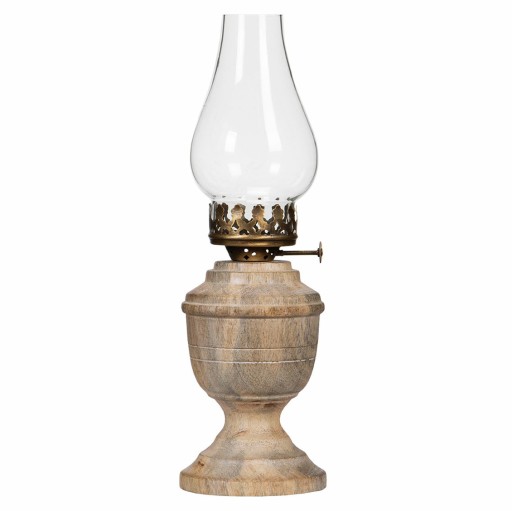 ŚWIECZNIK tealight IMITACJA LAMPY NAFTOWEJ metal / szkło wys. 31cm