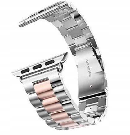 БРАСЛЕТ ДЛЯ ЧАСОВ EXOGUARD STEEL APPLE 38 РЕМЕШОК СЕРЕБРЯНЫЙ РОЗОВЫЙ МЕТАЛЛ
