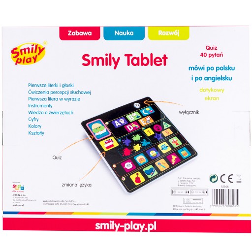 Образовательный ПЛАНШЕТ Smily Play учит говорить PL ENG викторина