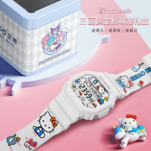Студенческие спортивные водонепроницаемые цифровые часы HelloKitty