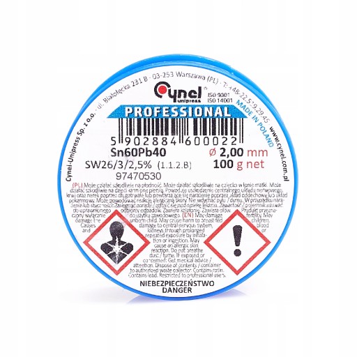 ОЛБА С ФЛЮСОМ CYNEL SN60PB40-SW26 2.00 100G