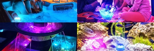 ОСВЕЩЕНИЕ ПОДВОДНОГО БАССЕЙНА 4 шт. СВЕТОДИОДНАЯ ЛАМПА ДЛЯ БАССЕЙНА С 2 ПУЛЬТАМИ ДУ