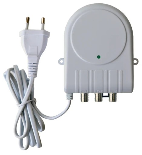 Антенный усилитель DVB-T2, 2 ТВ-выхода, источник питания 24 В