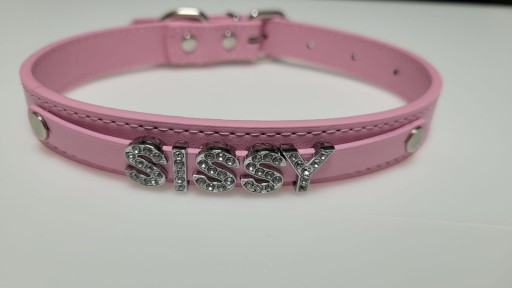 Розовый БДСМ-воротник с надписью SISSY