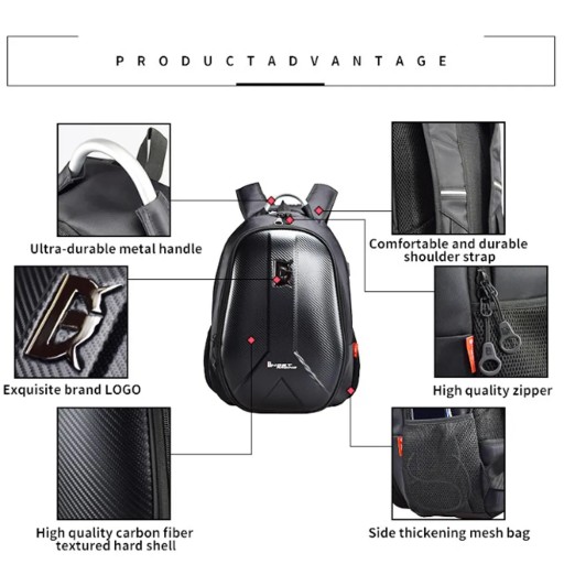 Мотоциклетный рюкзак для ноутбука Ghost Racing, просторный CARBON, розетка для USB-кабеля