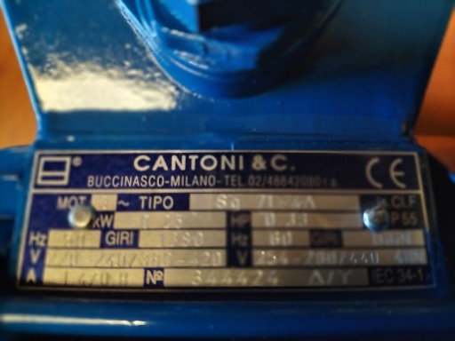 Двигатель CANTONI 0,25 кВт/1660 об/мин