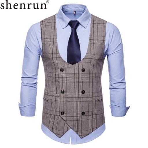 Мужские модные клетчатые жилеты Shenrun-7758