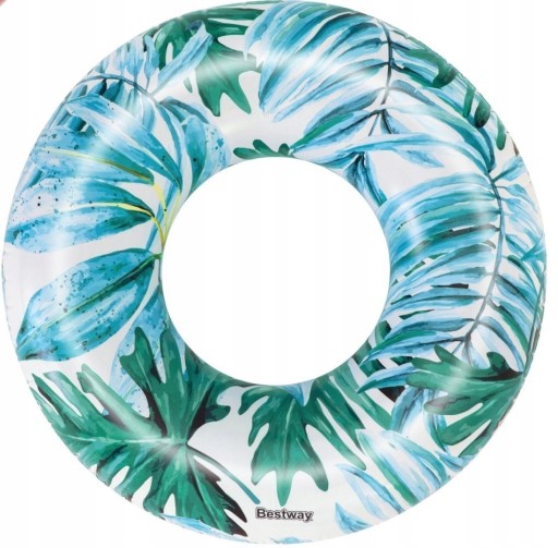 НАДУВНОЕ КОЛЕСО ГОЛУБЫЕ ЛИСТЬЯ BESTWAY SUMMER BEACH SEA XXL 119 см 90 КГ