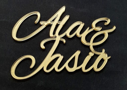Золотой топпер для боковой части торта с золотым зеркалом NAMES NAMES свадьба