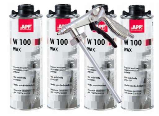 4 x APP W100 WAX preparat woskowy do zabezpieczania podwozia 1L + Pistolet