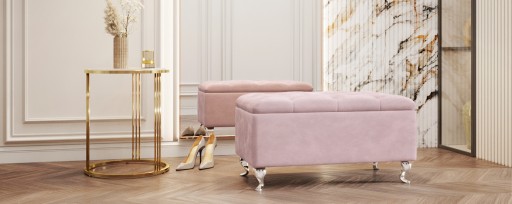 Скамейка Chesterfield, пуф, ящик для хранения, открывающийся ящик, багажник MODIANO CR, розовый