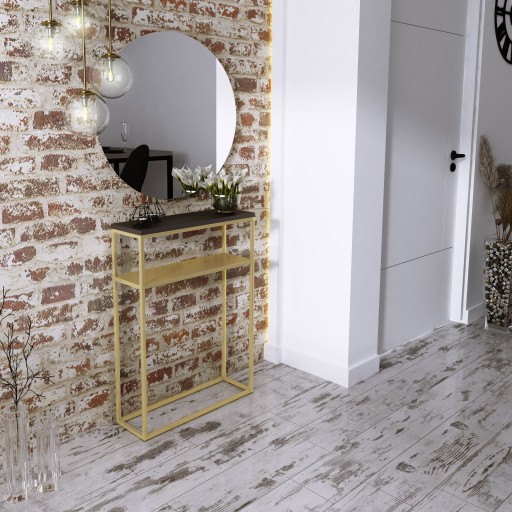 Двойной консольный стол для прихожей Glamour Metal 60x20h80 Gold+столешница MiniPearl