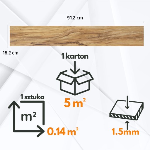 Panele Winylowe Samoprzylepne 5m² NATURALNE DREWNO Deski parkiet WODOODP*