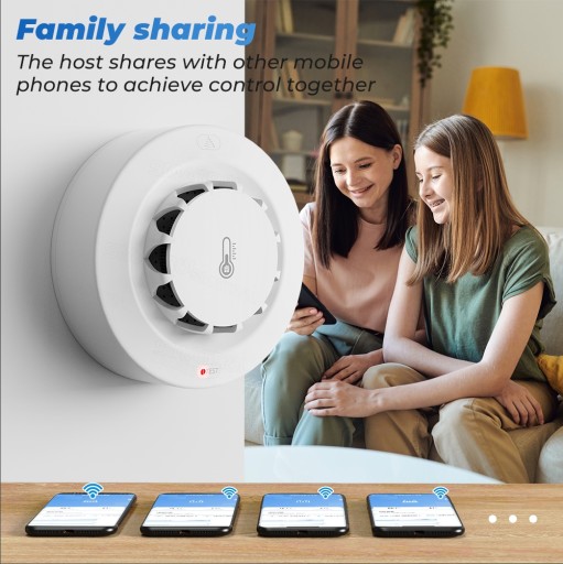 Датчик дыма температуры и влажности TUYA WiFi/беспроводная сигнализация WIFI