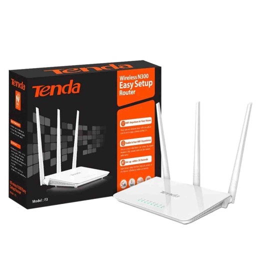 WiFi-роутер Tenda F3 2,4 ГГц, 300 Мбит/с, 4xFE, 3x5dBi