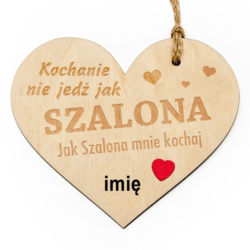 SERCE zawieszka do auta samochodu serduszko GRAWER imię PREZENT