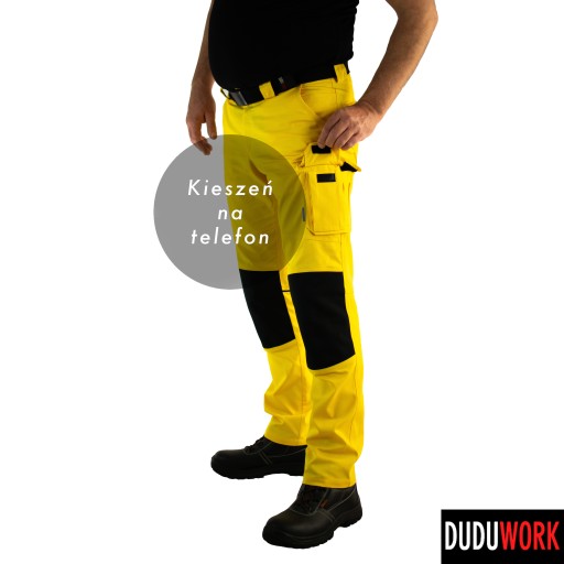 SPODNIE ROBOCZE DuduWork Żółte z Nakolannikami 60