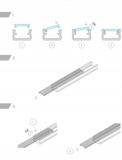 Тень до светодиодного профиля A, B, C, D, Y, Z 1M