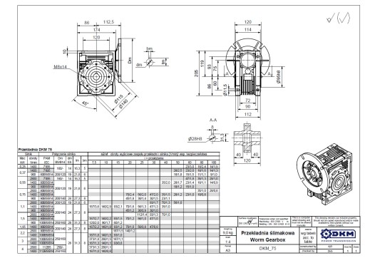 SILNIK 0,55kW Przekładnia 075 red. wstępny PC80/3