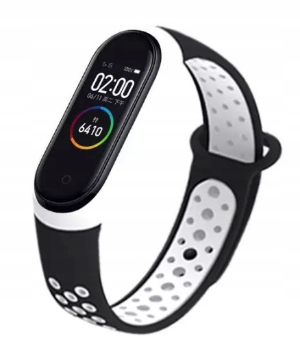Ремешок для Xiaomi Замена для Mi Band 3/4 ПЕРФОРИРОВАННЫЙ ЧЕРНО-СЕРЫЙ