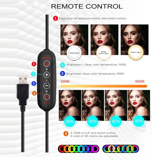 Кольцевое освещение 10-дюймовый светодиодный заполняющий светильник RGB