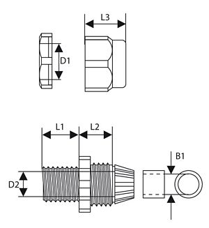 Кабельный ввод PG 21 IP68 серый - 15 шт.