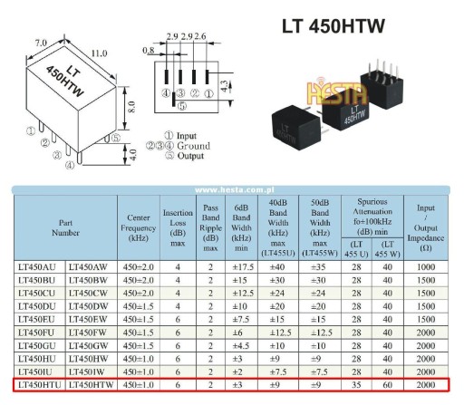 Керамический фильтр 450 кГц LT 450HTW CB Radio UNIDEN
