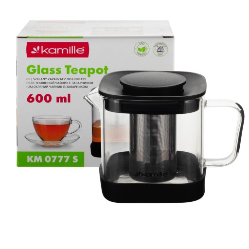 ZAPARZACZ 600 ml DZBANEK Szklany do HERBATY KAWY ZIÓŁ 0,6 L KAMILLE