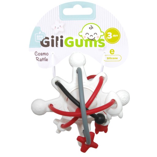 GiliGums Contrast KOSMOS Прорезыватель-погремушка Силиконовые эластичные шнуры 3м+