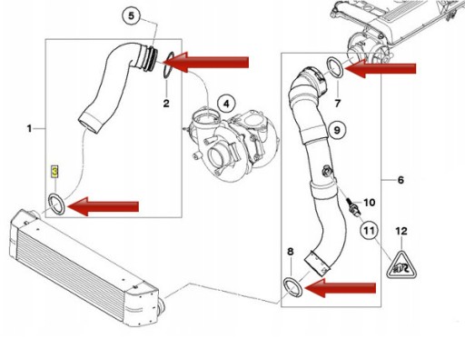 ПРОКЛАДКИ ШЛАНГА ТУРБИНЫ для BMW M57 M57N2 M47N