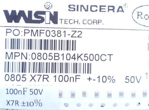 [50 шт.] керамический конденсатор 100 нФ 50 В 0805 X7R SMD