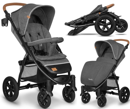 WÓZEK SPACEROWY LIONELO ANNET TOUR FOLIA UCHWYT STONE CARAMEL