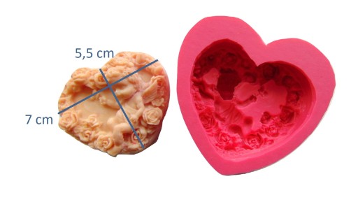 FORMA SILIKONOWA 3D MYDŁA ANIOŁ SERCE ODLEW GIPS
